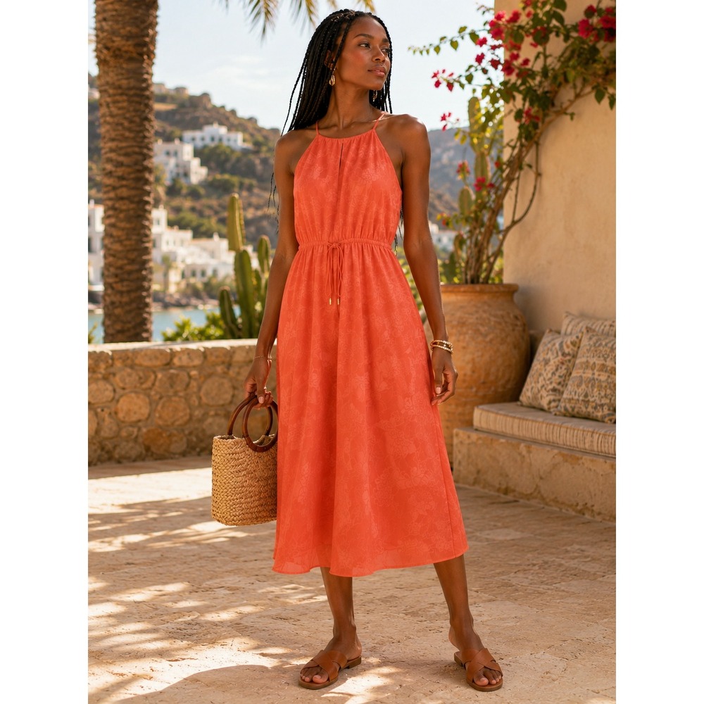 A.N.A. A New Approach Sundress M Beach Summer Vacation Resort Orange Dress